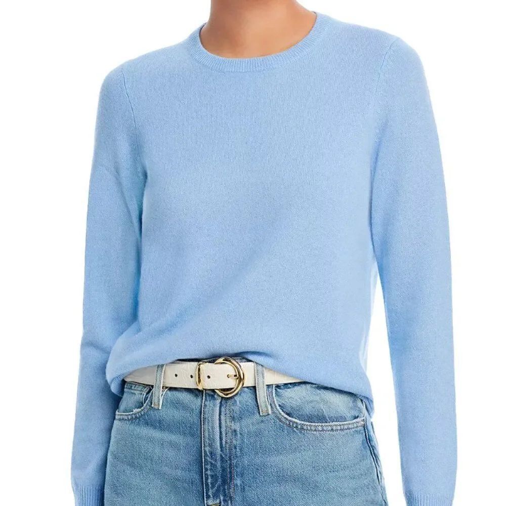 Saks Fifth Avenue 100% Cashmere Crewneck Sweater in Blue Size Medium